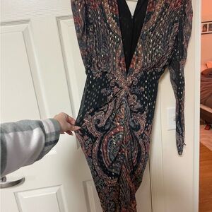 Rococo Sand Black and Red Long Sleeve Dress